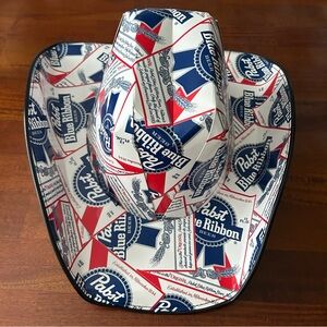 NEW PBR Pabst Blue Ribbon Beer Cowboy Hat Cardboard & Elastic Party Hat